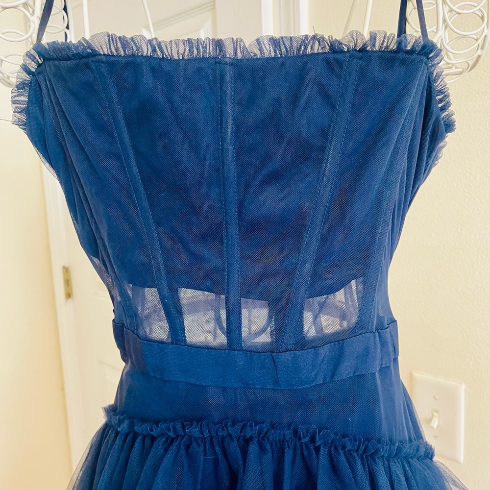 Nordstrom Navy Blue Tiered Tull Maxi Dress NWOT - Picture 7 of 13